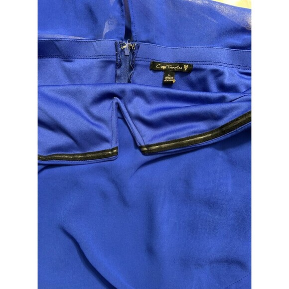 City Triangles L Blue Chiffon Maxi Dress Strapless Cocktail Wedding Guest Party - Picture 8 of 11